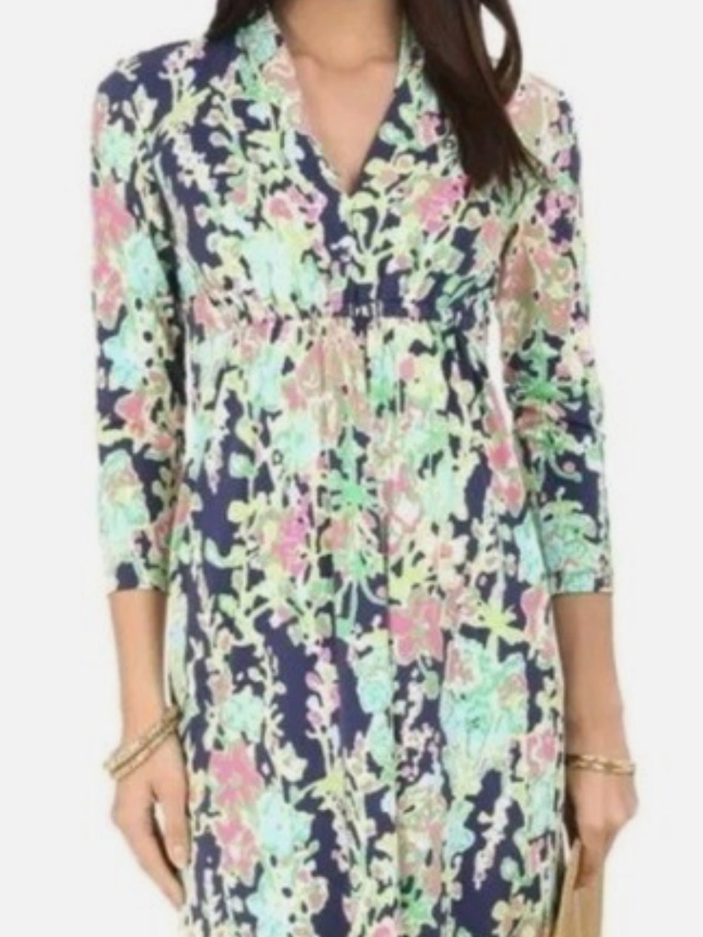 Lilly Pulitzer Southern Charm vibrant floral v neck empire waist beachy coastal